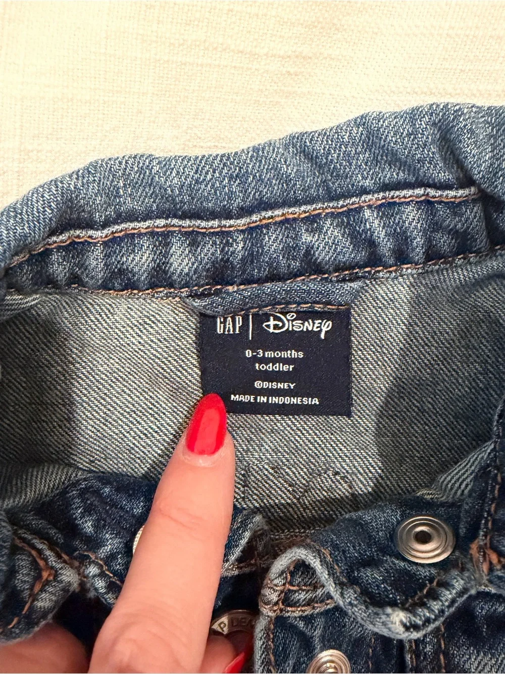 GAP Kids Disney Denim Jacket with Minnie Mouse Patch - Blue & Red